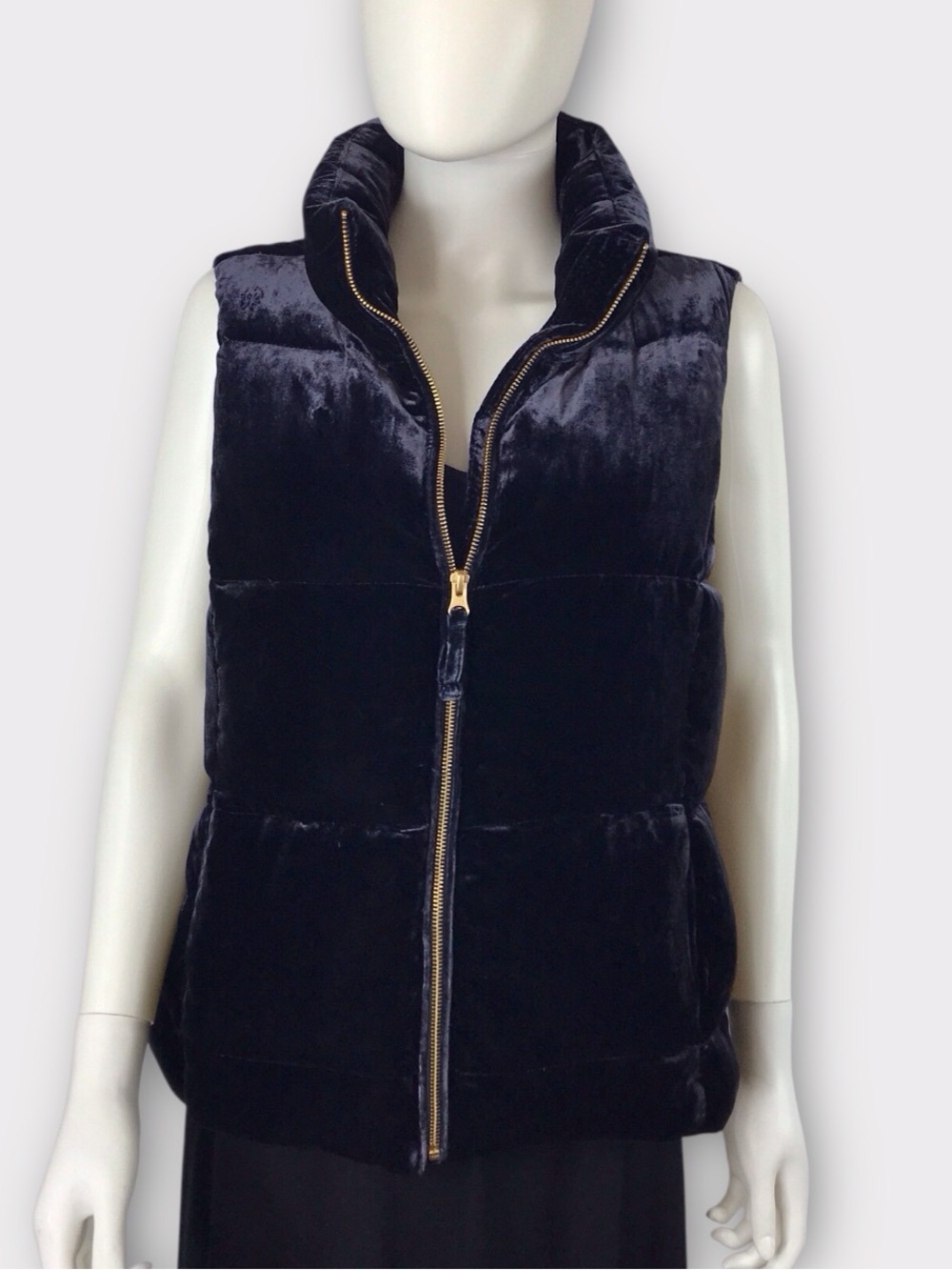 Talbots Velvet Black Down Puffer Vest Effortless Quilted Lightweight Sleeveless
